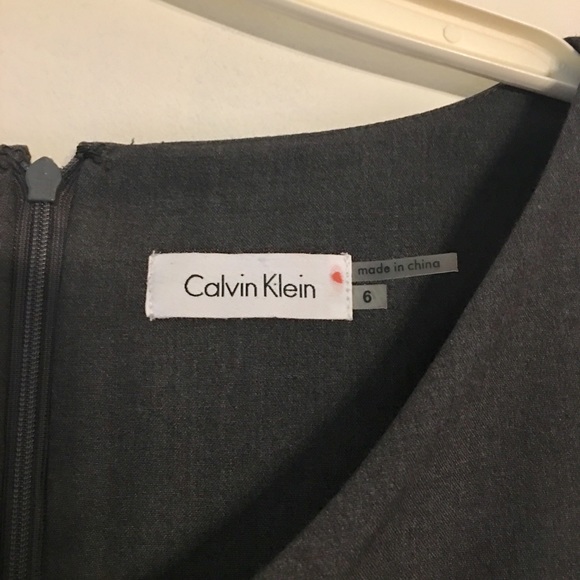 Gray Calvin Klein Belted Career Cowl Neck Dress - Picture 3 of 5